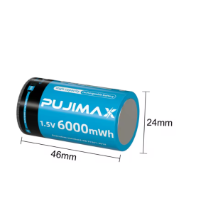 2x PUJIMAX C 1,5V Lithium Akku 6000mWh USB C wiederaufladbar LED Anzeige