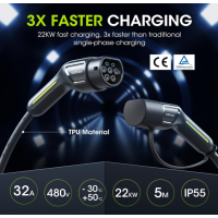 Ladekabel Typ 2 5 m 32 A 22 kW IEC62196‑2 EV Verlängerungskabel