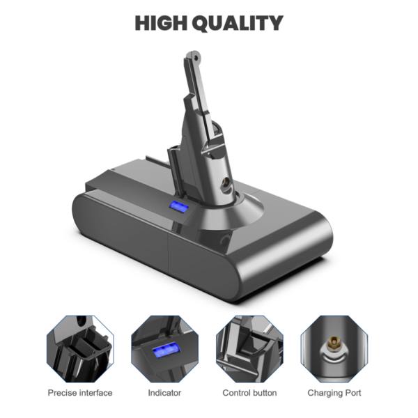 Kompatibler Dyson V8 Ersatz Akku 21,6V 12800mAh Li-Ion 21700 Zelle
