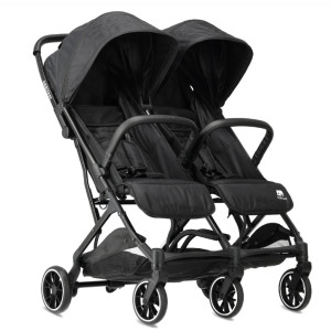 Deryan Luxe Rolo X2 Double Buggy Schwarz Faltbar Kinderwagen Reisesystem