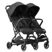 Deryan Luxe Rolo X2 Double Buggy Schwarz Faltbar Kinderwagen Reisesystem
