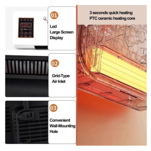 PTS Wandheizer 1800W 220V Heizlüfter Kaltluft Warmluft Kompakt Weiß