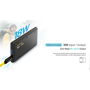 Nitecore Powerbank NB Air 5000mAh Carbon IPX7 USB C PD QC3 Schnellladung