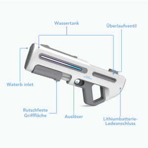 SmartPlayground Elektrische Wasserpistole 12m Reichweite 3 Modi USB-C Akku