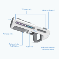 SmartPlayground Elektrische Wasserpistole 12m Reichweite 3 Modi USB-C Akku