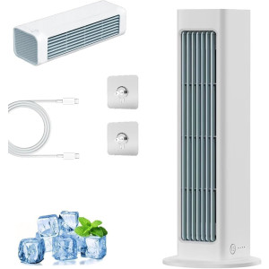 Breezamax Air Cooler Portable USB Silent 3 Speed Personal Fan Home Office Weiß