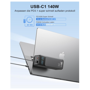 Dpdenoy 27000mAh Powerbank mit Taschenlampe Pro 140W USB-C Eingang