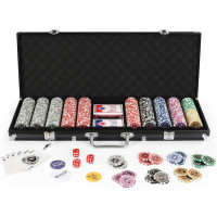 Pokerkoffer 500 Chips Laser Pokerchips Karten Würfel Buttons Aluminium