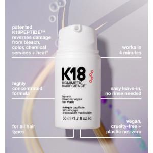 K18 Leave-In Molecular Repair Hair Mask 50 ml – Repariert Haarschäden in 4 Minuten
