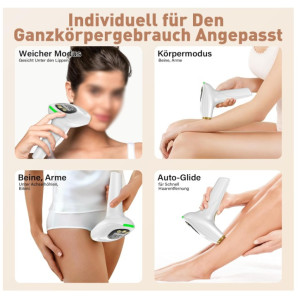 IPL Haarentferner 3-in-1 Kühlfunktion 9 Stufen Automatik Manuell Ersatzköpfe