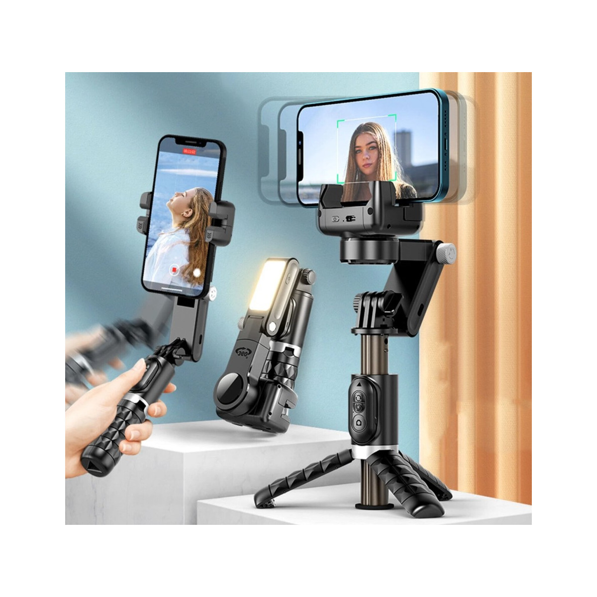 Q18 Smartphone Gimbal Stabilisator Handheld Selfie Stick...
