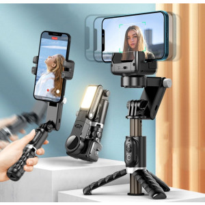 Q18 Smartphone Gimbal Stabilisator Handheld Selfie Stick Stativ mit Fülllicht
