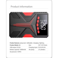 4-in-1 Auto-Starthilfegerät Luftkompressor Powerbank LED-Licht 2000A