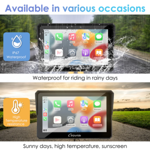 Carpuride W702 Pro Motorrad-Stereo kabellos Bluetooth IP67 wasserdicht