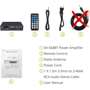 LiNKFOR Bluetooth Stereoverstärker HiFi Verstärker FM USB SD Heim Audio