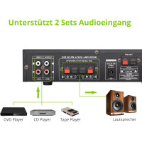 LiNKFOR Bluetooth Stereoverstärker HiFi Verstärker FM USB SD Heim Audio