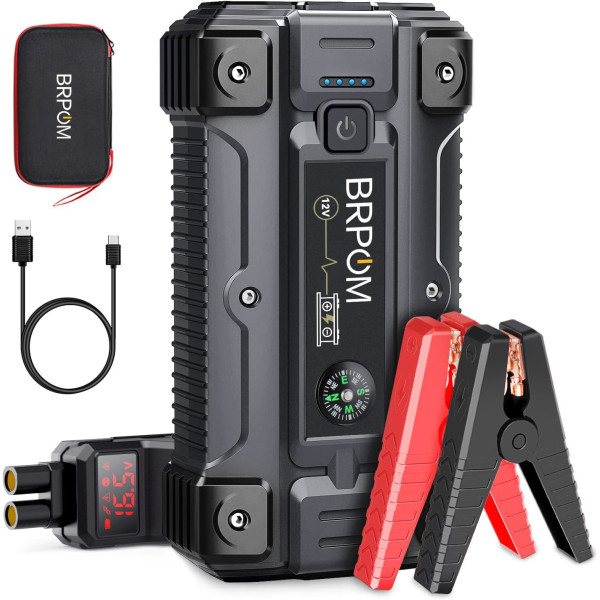 BRPOM Starthilfe Powerbank 5000A 26800mAh Auto LCD Display LED Taschenlampe