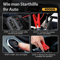 BRPOM Starthilfe Powerbank 5000A 26800mAh Auto LCD Display LED Taschenlampe