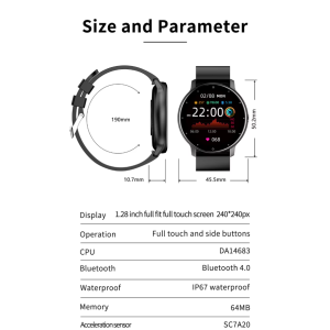 LIGE Smartwatch ZL02 Herren Damen Full Touch Fitness Tracker Schwarz Blau