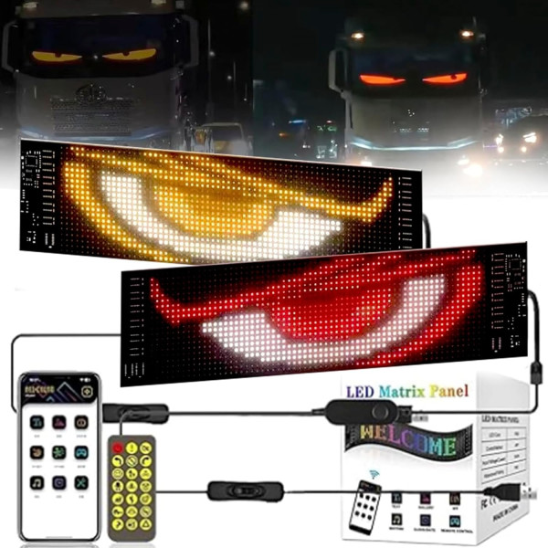 LED Augen Devil Eyes Auto LKW Flex Display App Steuerung USB IP65 Bunt