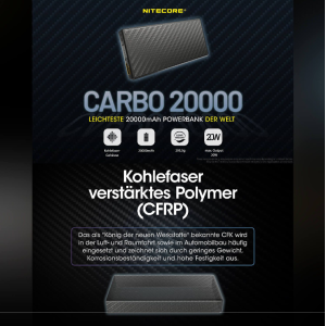 Nitecore Carbo 20000mAh Powerbank Carbon Ultraleicht USB-C Schnellladung