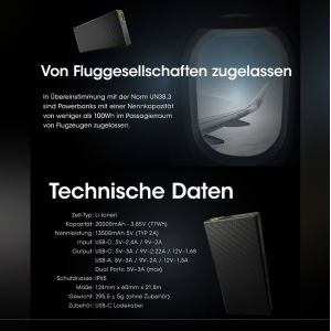 Nitecore Carbo 20000mAh Powerbank Carbon Ultraleicht USB-C Schnellladung