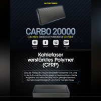 Nitecore Carbo 20000mAh Powerbank Carbon Ultraleicht USB-C Schnellladung