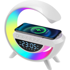 5-in-1 Nachtlicht BT3401 Bluetooth Lautsprecher FM Wecker USB Qi Ladegerät