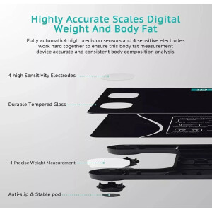 Digitale Körperfettwaage Bluetooth Waage mit BMI APP LCD Display Präzise