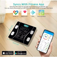 Digitale Körperfettwaage Bluetooth Waage mit BMI APP LCD Display Präzise