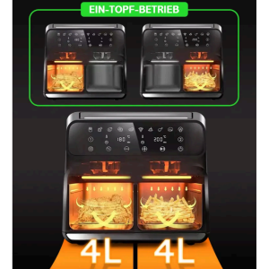 AeroFry 8L Heißluftfritteuse TTAF-801DT 2 Zonen 1700W LED Touch Display