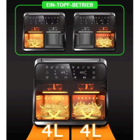 AeroFry 8L Heißluftfritteuse TTAF-801DT 2 Zonen 1700W LED Touch Display