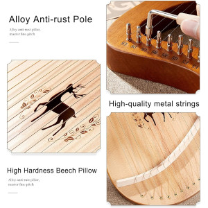 Lyre Harp 32 Saiten Mahagoniholz Leierharfe Starter-Set für Anfänger & Musikliebhaber