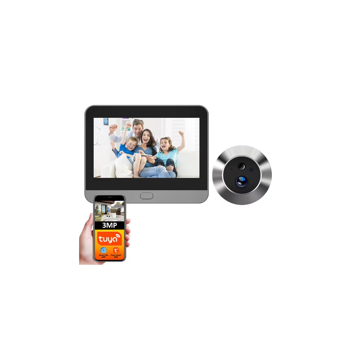 Tuya Smart 3MP Digital Peephole WiFi Türkamera 140°
