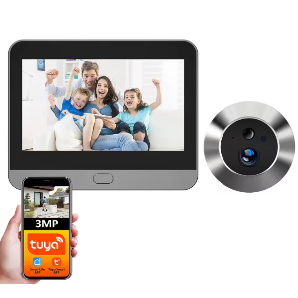 Tuya Smart 3MP Digital Peephole WiFi Türkamera 140° Weitwinkel PIR Alexa Google