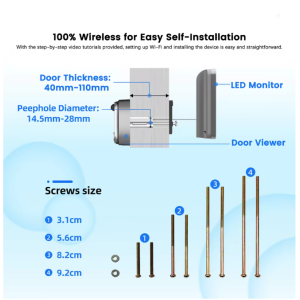 Tuya Smart 3MP Digital Peephole WiFi Türkamera 140° Weitwinkel PIR Alexa Google