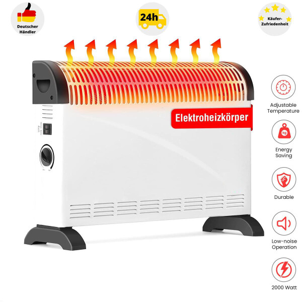 Niclas Classic Thermokonvektor 2000W Heizgerät Raumheizung Energieeffizient Weiß