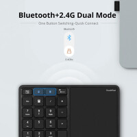 Cuifati Bluetooth Wireless Number Pad 22 Tasten mit Touchpad Schwarz