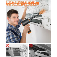 Elektrisches Staubgebläse Air Duster 3-Gang 91000 U/min mit 9000mAh Akku Orange