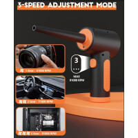 Elektrisches Staubgebläse Air Duster 3-Gang 91000 U/min mit 9000mAh Akku Orange