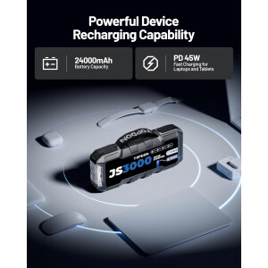 TOPDON JS3000 Jump Starter 3000A Auto Booster Powerbank 24000mAh 12V