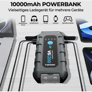 TOPDON VS1200 Jump Starter 1200A 12V Auto Booster Powerbank LED Starthilfe