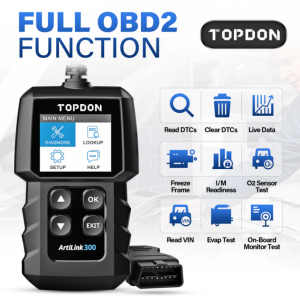 TOPDON ArtiLink300 OBD2 Diagnosegerät OBDII Code Reader 1,77 Zoll Farbdisplay