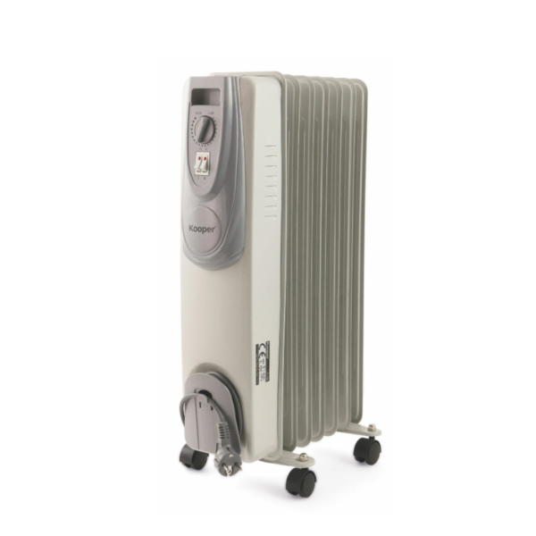 Kooper Santorini Sette Ölradiator 1500W 7 Elemente Thermostat Rollen Weiß