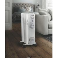 Kooper Santorini Sette Ölradiator 1500W 7 Elemente Thermostat Rollen Weiß