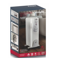 Kooper Santorini Sette Ölradiator 1500W 7 Elemente Thermostat Rollen Weiß