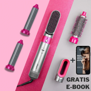 Whipl AirStyler mit 5 Aufsätzen Haartrockner Stylinggerät Gratis eBook-Lila-silber