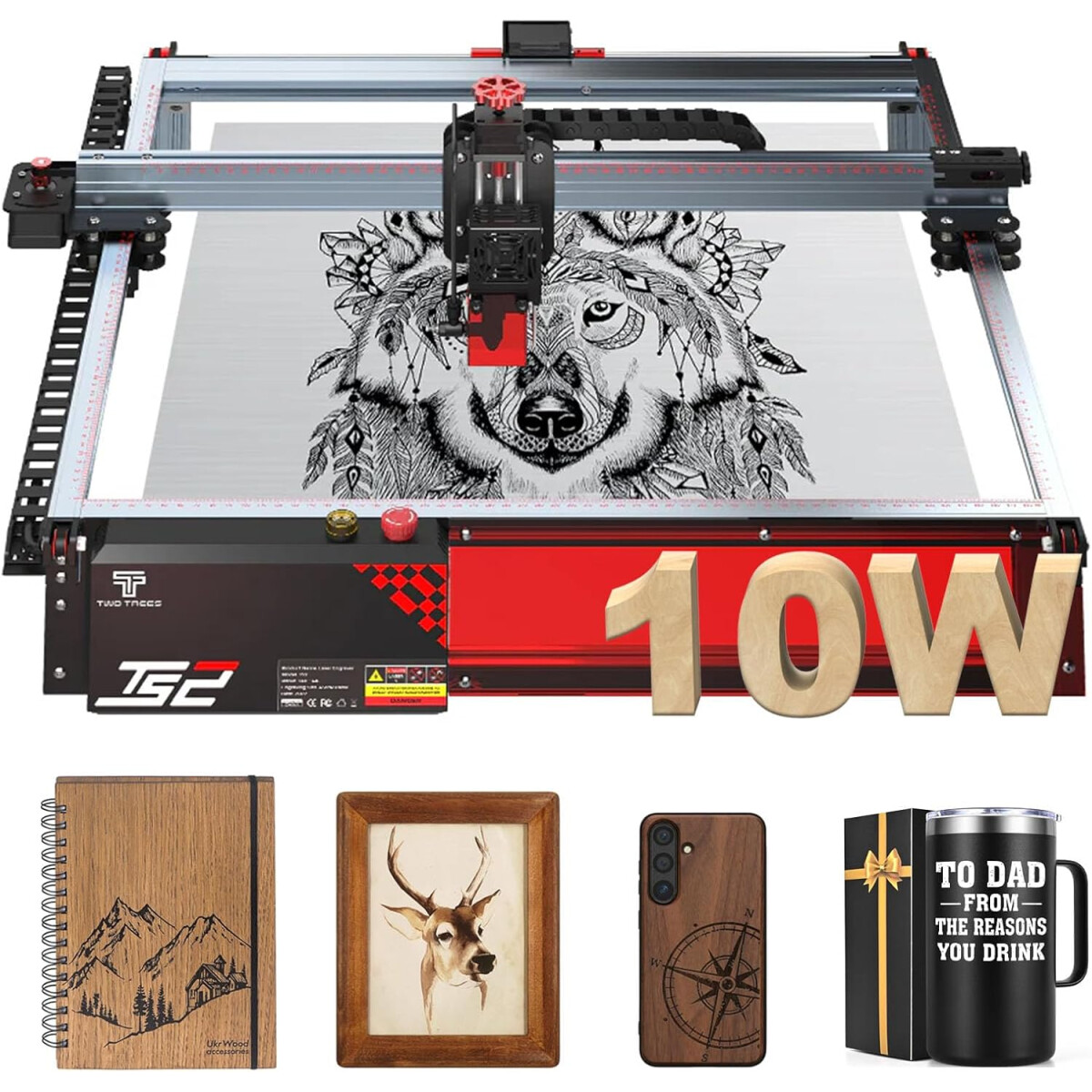 TWO TREES TS2 10W Lasergravierer & Laser Cutter 450x450m