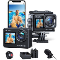 WOLFANG GA200 Action Cam 4K 24MP Unterwasserkamera WiFi Full Set