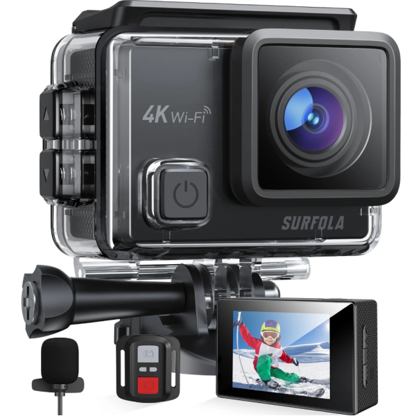 Surfola SF630 Action Kamera 4K Unterwasserkamera 60FPS Touchscreen WLAN